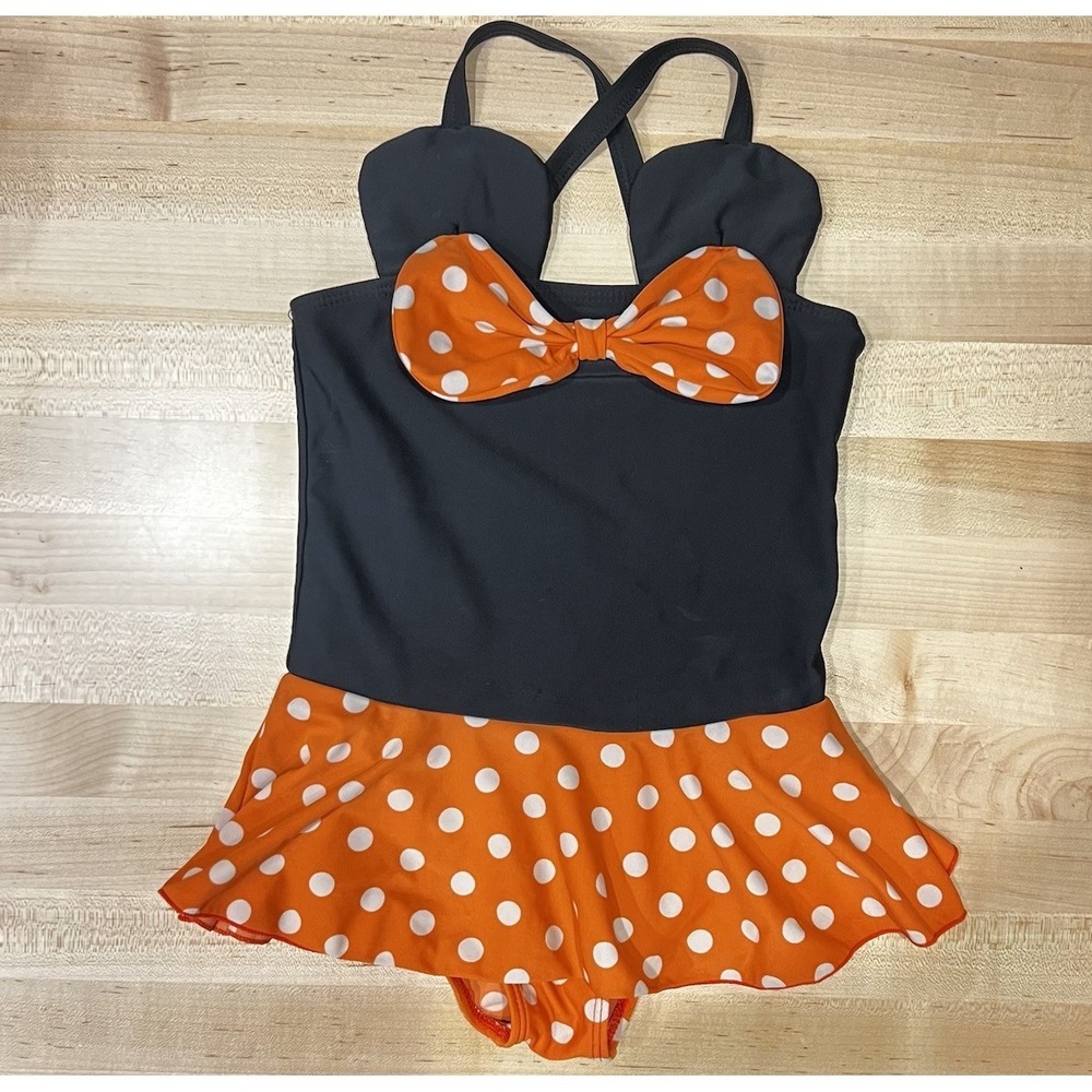Disney‎ Junior Minnie Mouse Red & White Polka Dot Swimsuit Summer, Pool, Cute!
